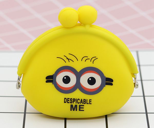 便攜硅膠錢包，卡扣硅膠零錢包，小黃人零錢包